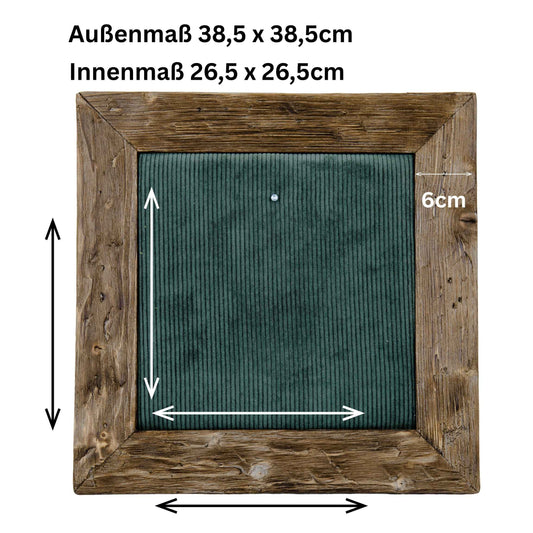 Geweihbilder Cord dunkelgrün - Holz dunkel