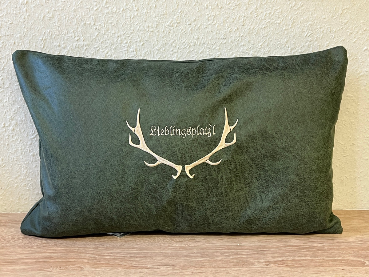 Kissen Lieblingsplatzl aus Kunstleder