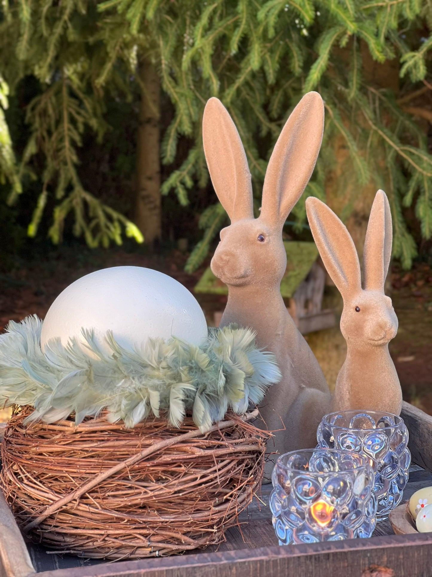 Osternest inkl.Federkranz & Straußenei