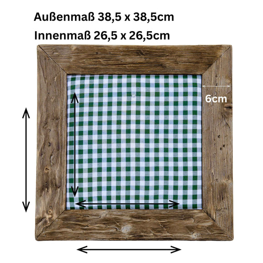 Geweihbilder Kiefergrün Karo - Holz dunkel