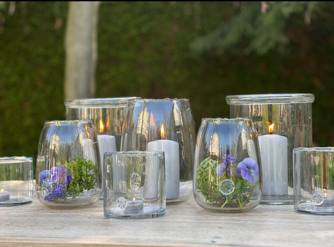 Windlicht gerades Design mit Glasemblem
