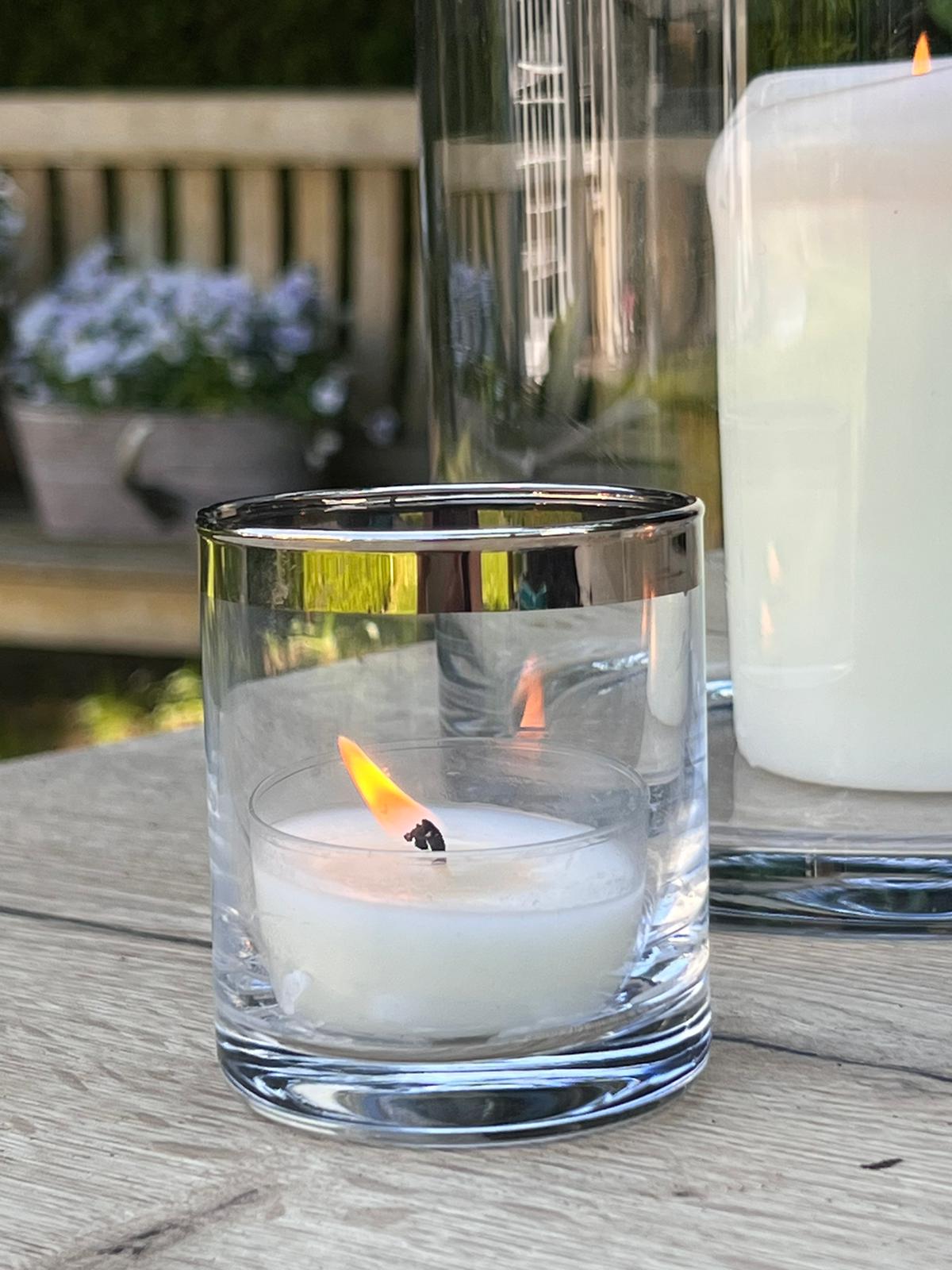 Windlichter mit Platinrand
