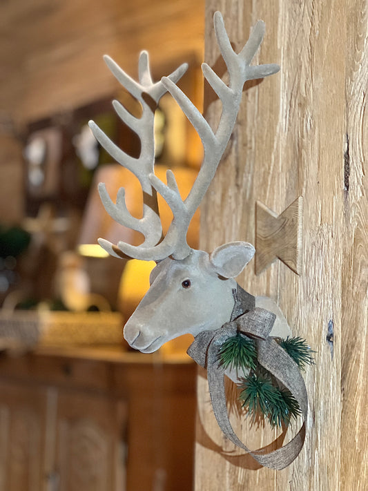 Hirschkopf aus Samt Farbe: Taupe