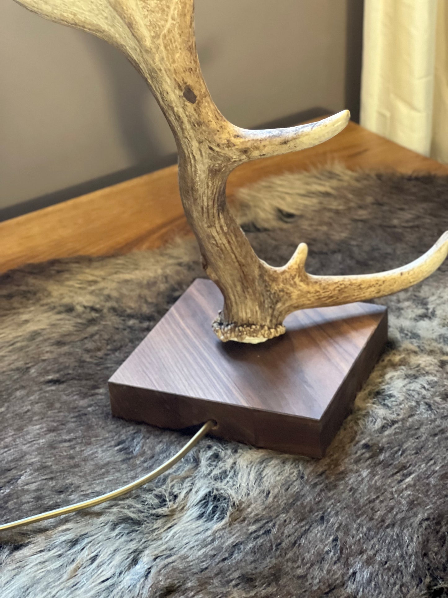 Geweihlampe mit Karoschirm