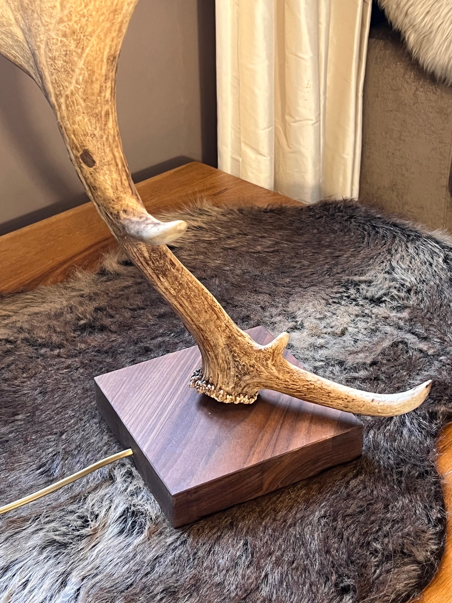 Geweihlampe mit Karoschirm