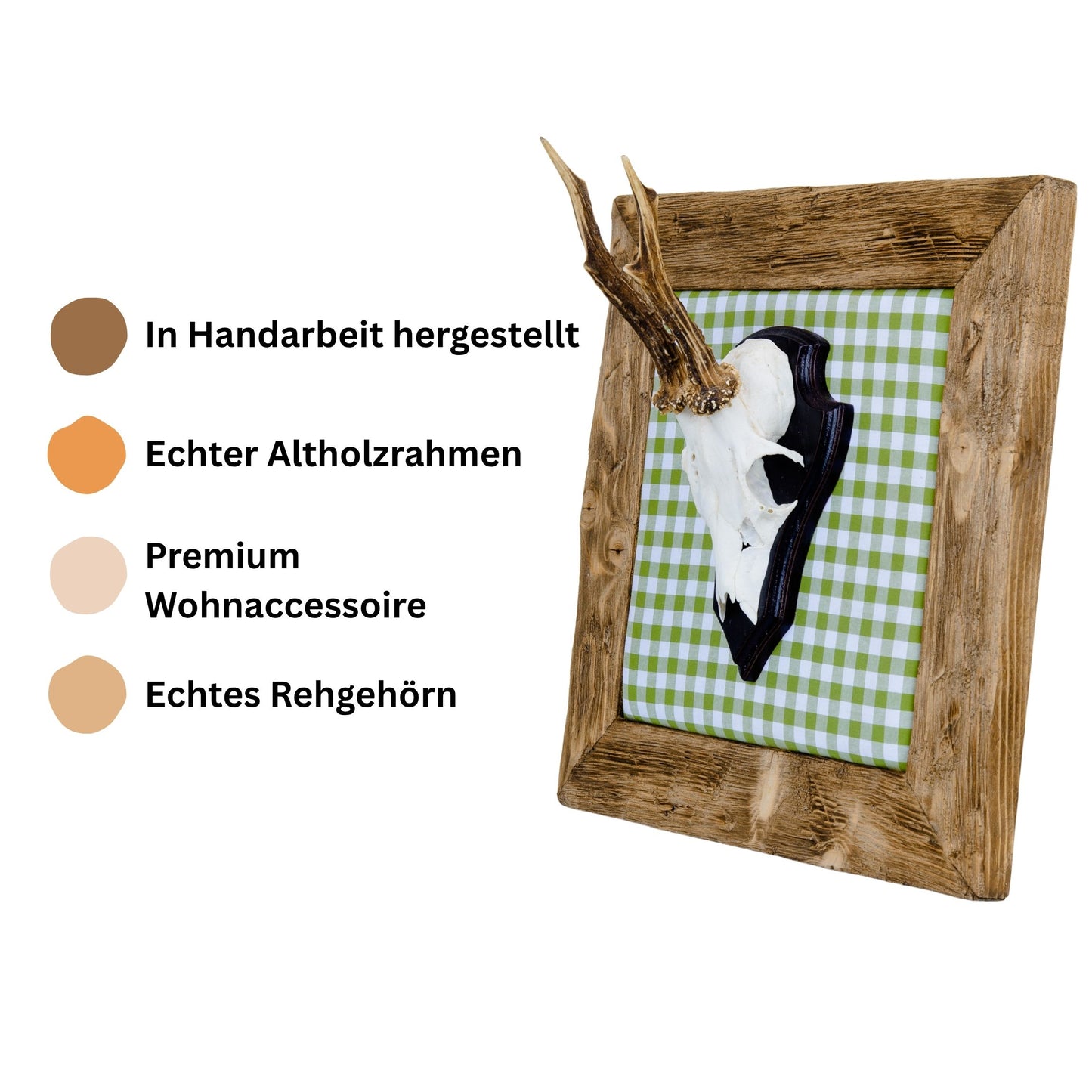 Exklusive Gehörn Bilder Moosgrün Karo - Holz hell
