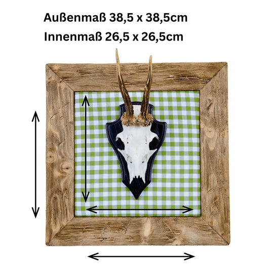 Geweihbilder Moosgrün Karo - Holz hell