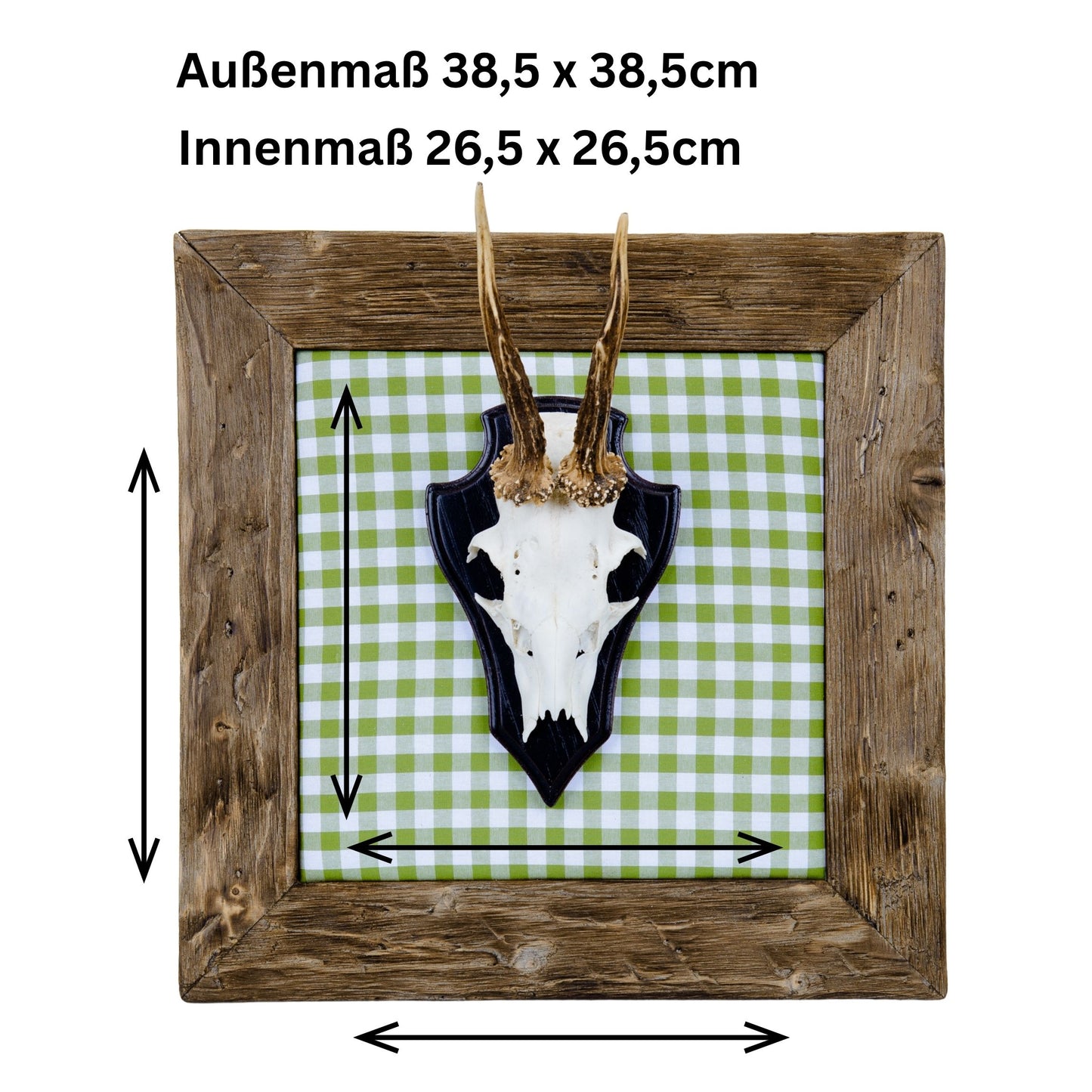 Geweihbilder Moosgrün Karo - Holz dunkel