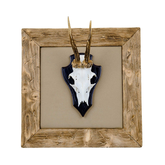 Geweihbilder Kunstleder - beige - Holz hell