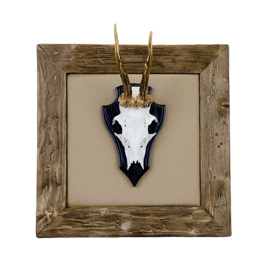 Geweihbilder Kunstleder - beige - Holz dunkel
