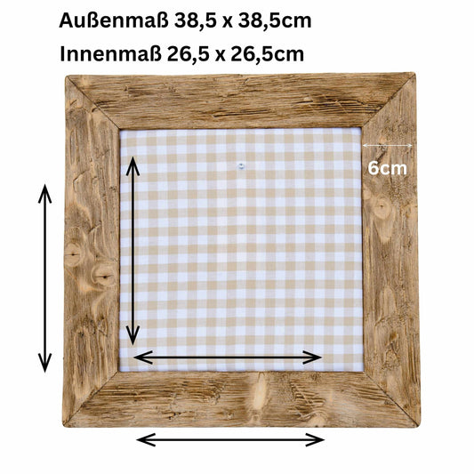Geweihbilder beige - weiß Kariert - Holz hell