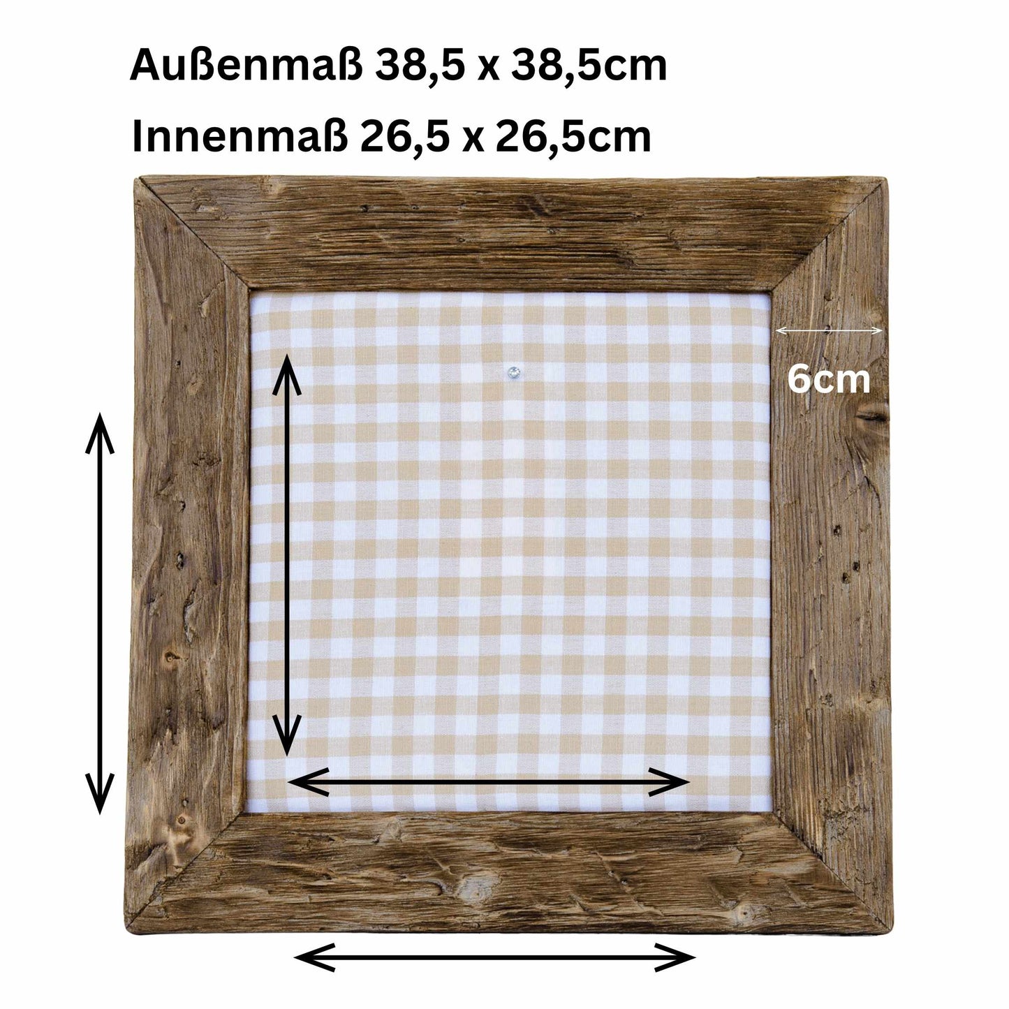 Geweihbilder beige - weiß Kariert - Holz dunkel