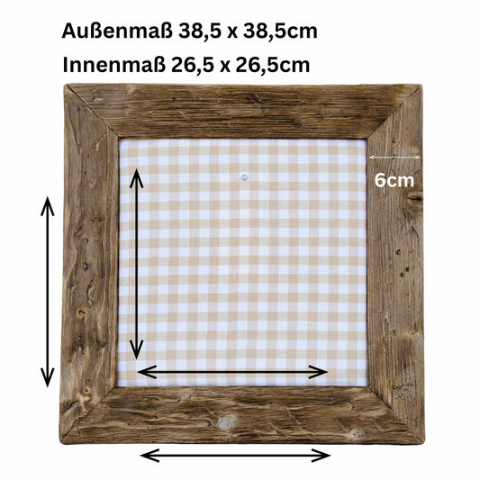 Geweihbilder beige - weiß Kariert - Holz dunkel