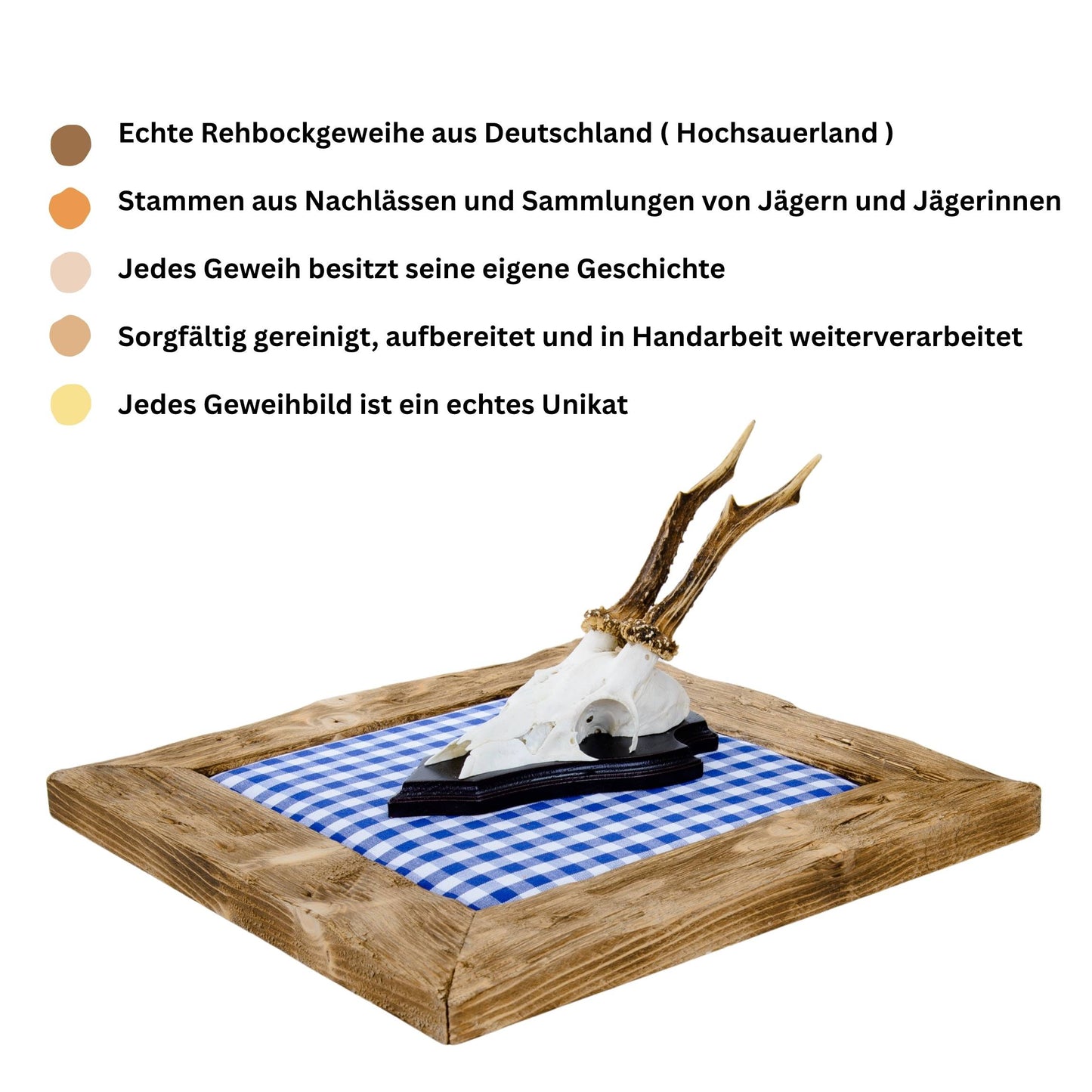 Geweihbilder blau - weiß Kariert