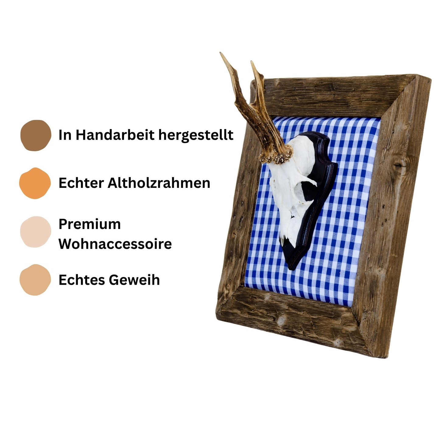 Geweihbilder blau - weiß Kariert