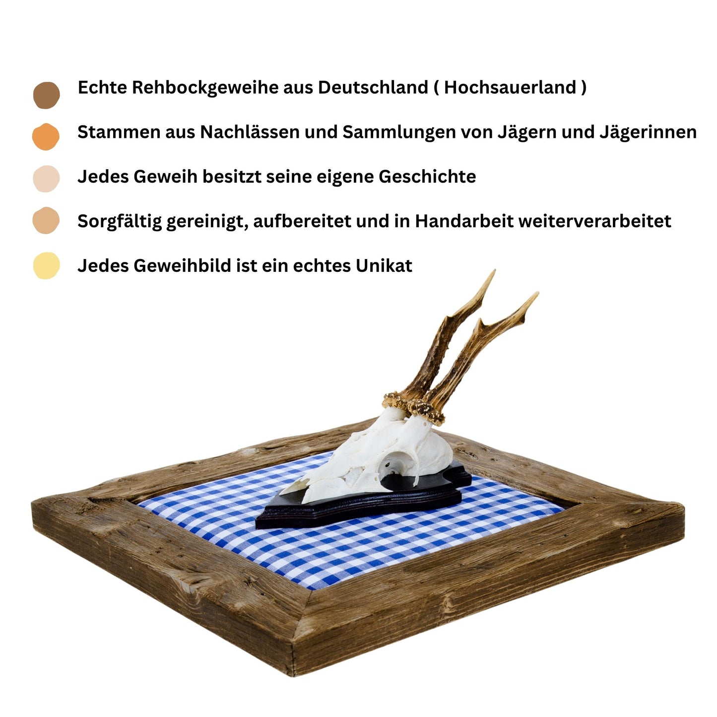 Geweihbilder blau - weiß Kariert