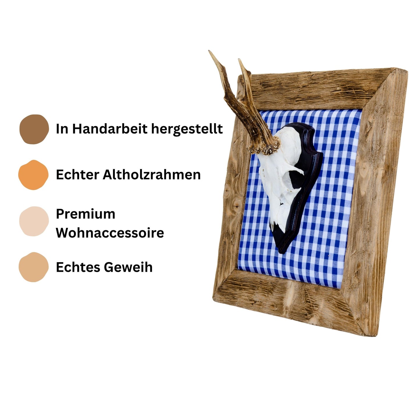 Geweihbilder blau - weiß Kariert
