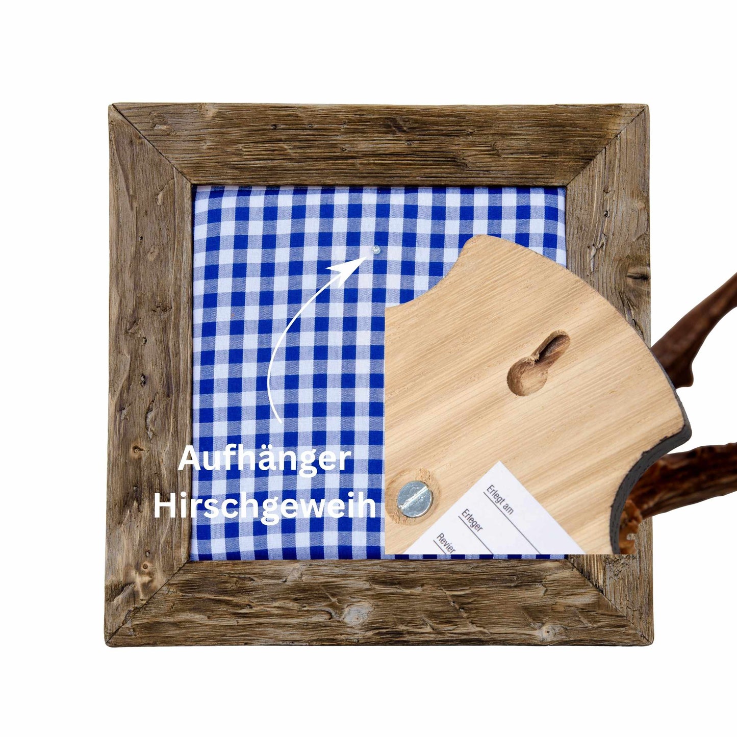 Geweihbilder blau - weiß Kariert
