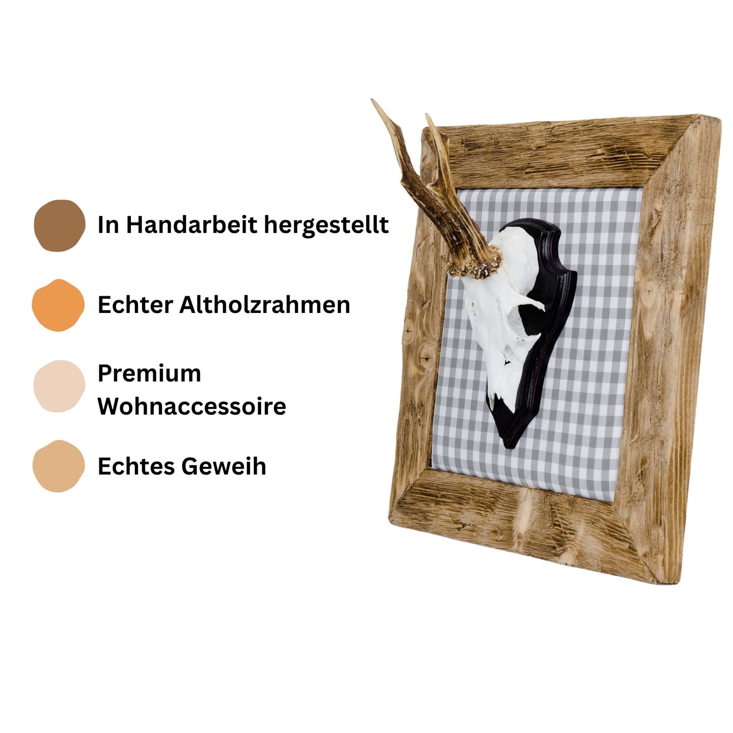 Geweihbilder hellgrau - weiß Kariert