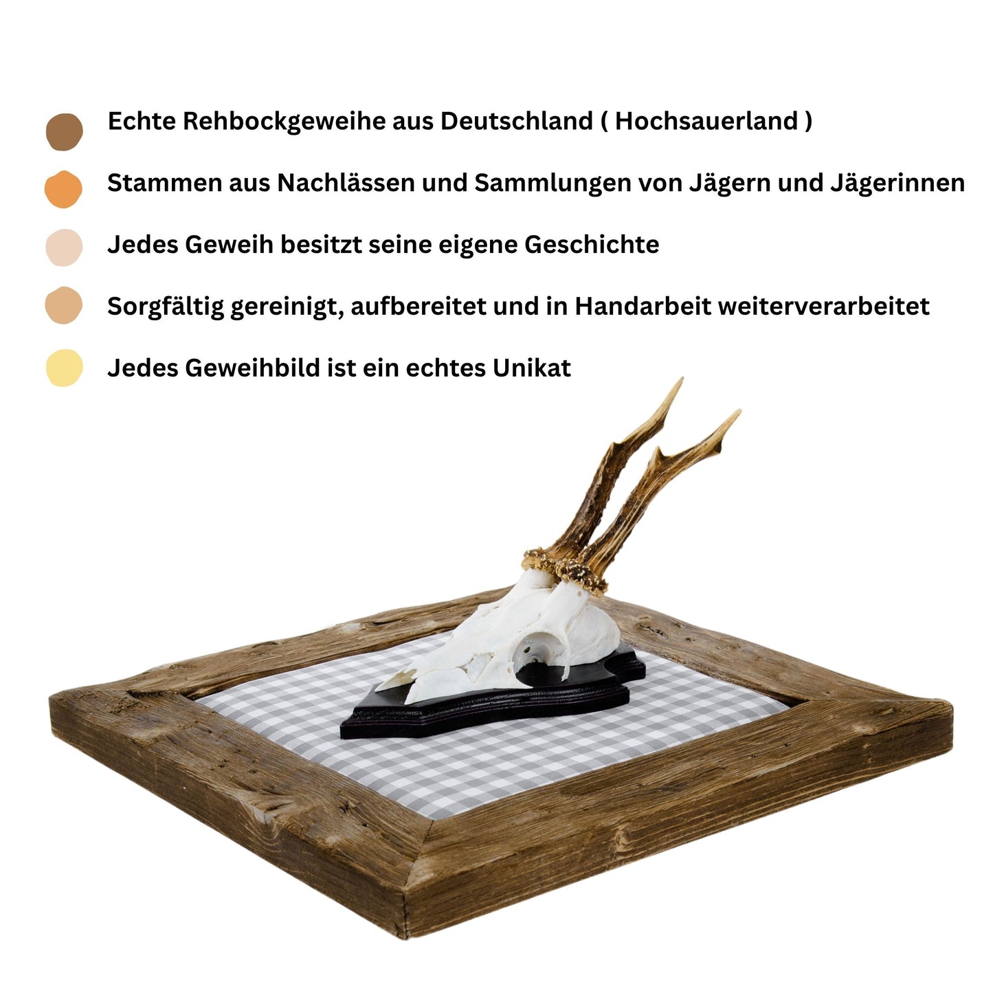 Geweihbilder hellgrau - weiß Kariert