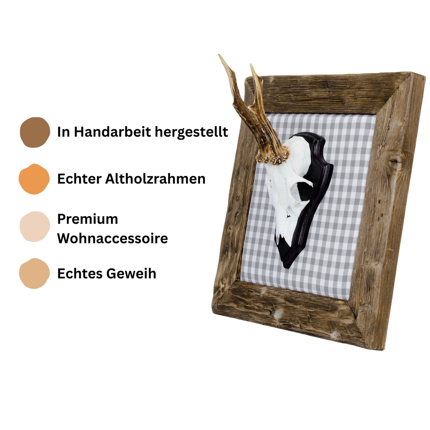 Geweihbilder hellgrau - weiß Kariert