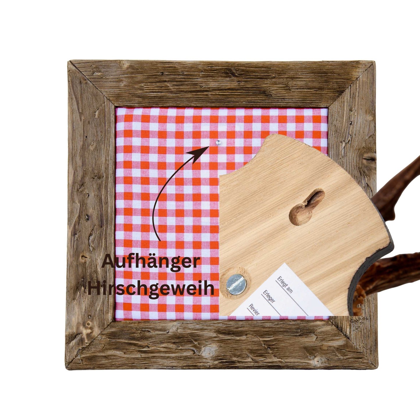 Geweihbilder rot - weiß Kariert