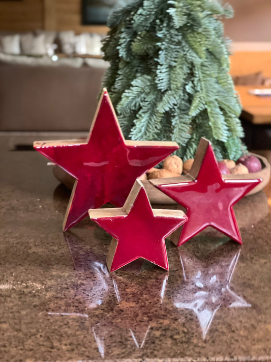 Stern aus Holz Rot