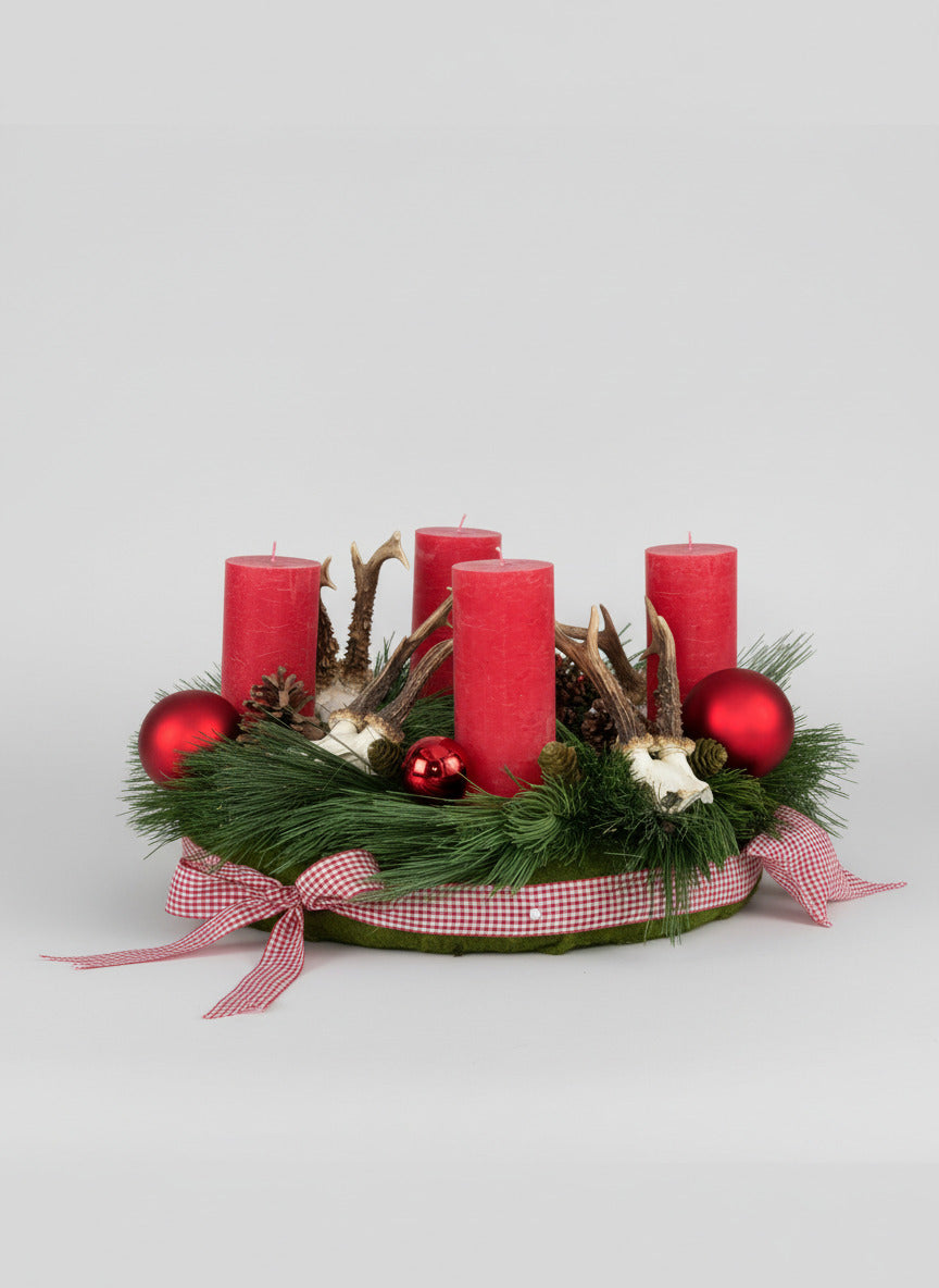 Adventskranz mit 4 Geweihen