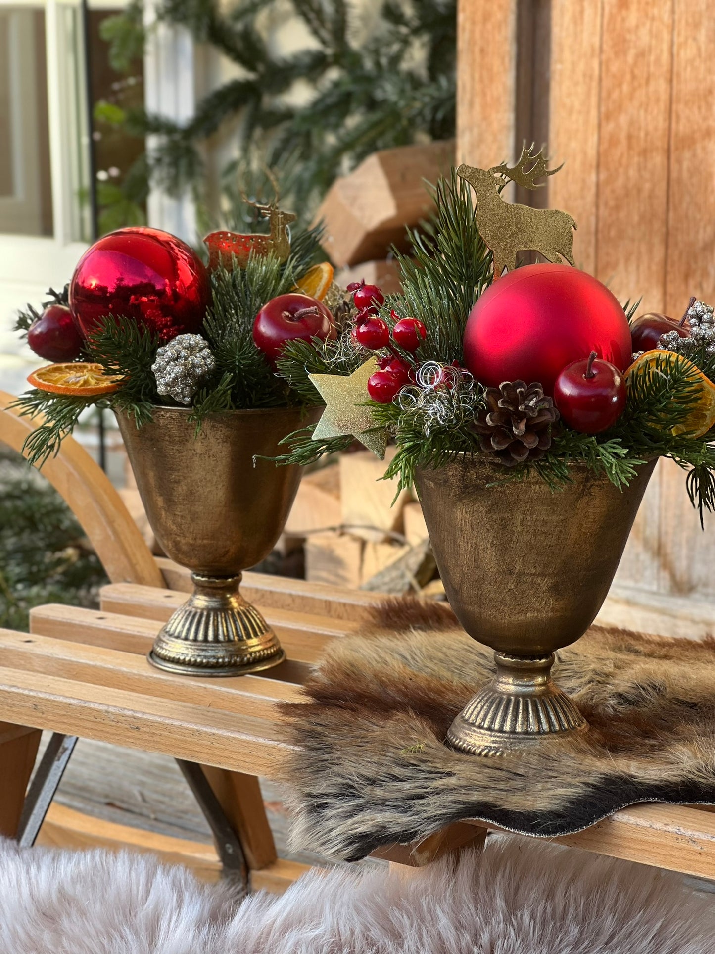 Weihnachtsgesteck Pokalschale