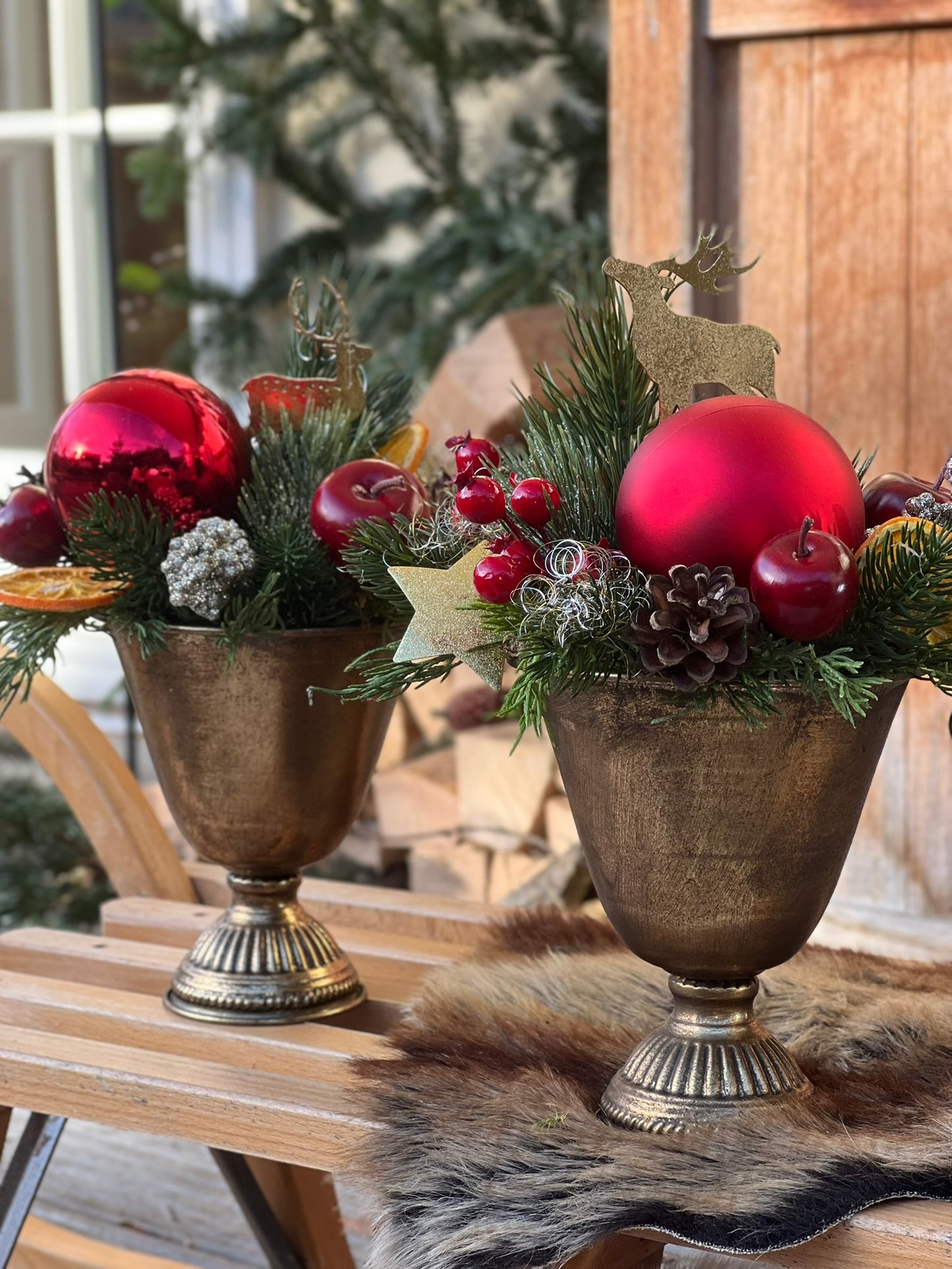 Weihnachtsgesteck Pokalschale