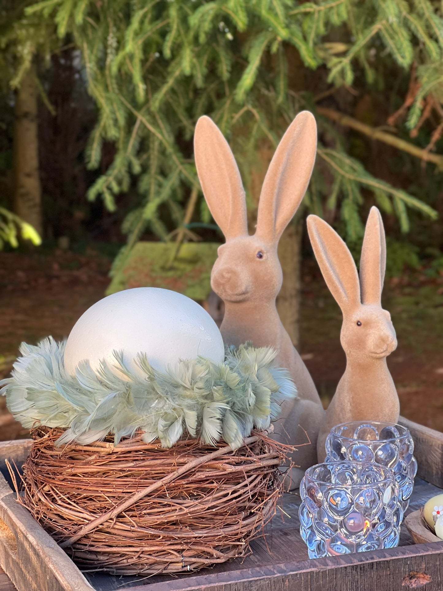 Osternest inkl.Federkranz & Straußenei