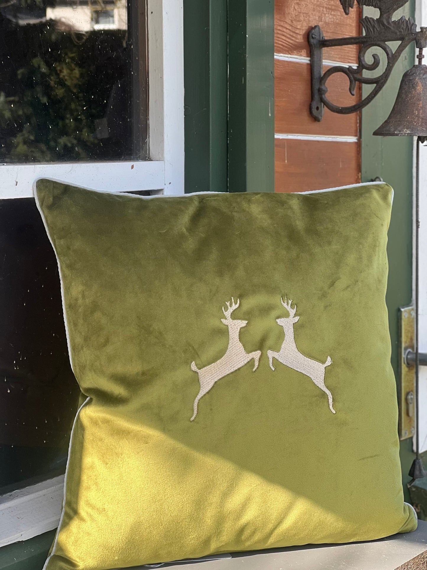 Kissen Samt mit Doppelhirsch