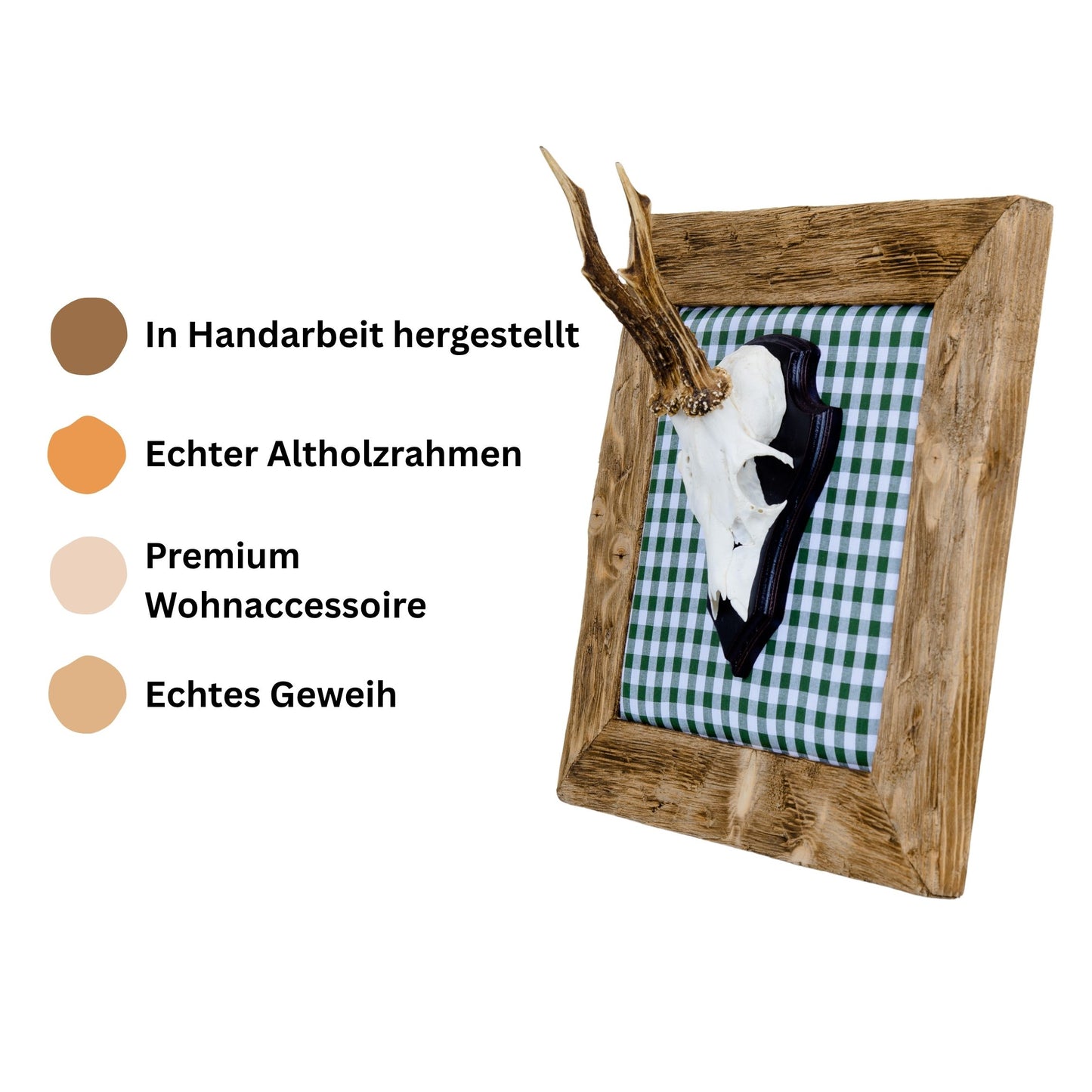 Geweihbilder Kiefergrün Karo - Holz hell