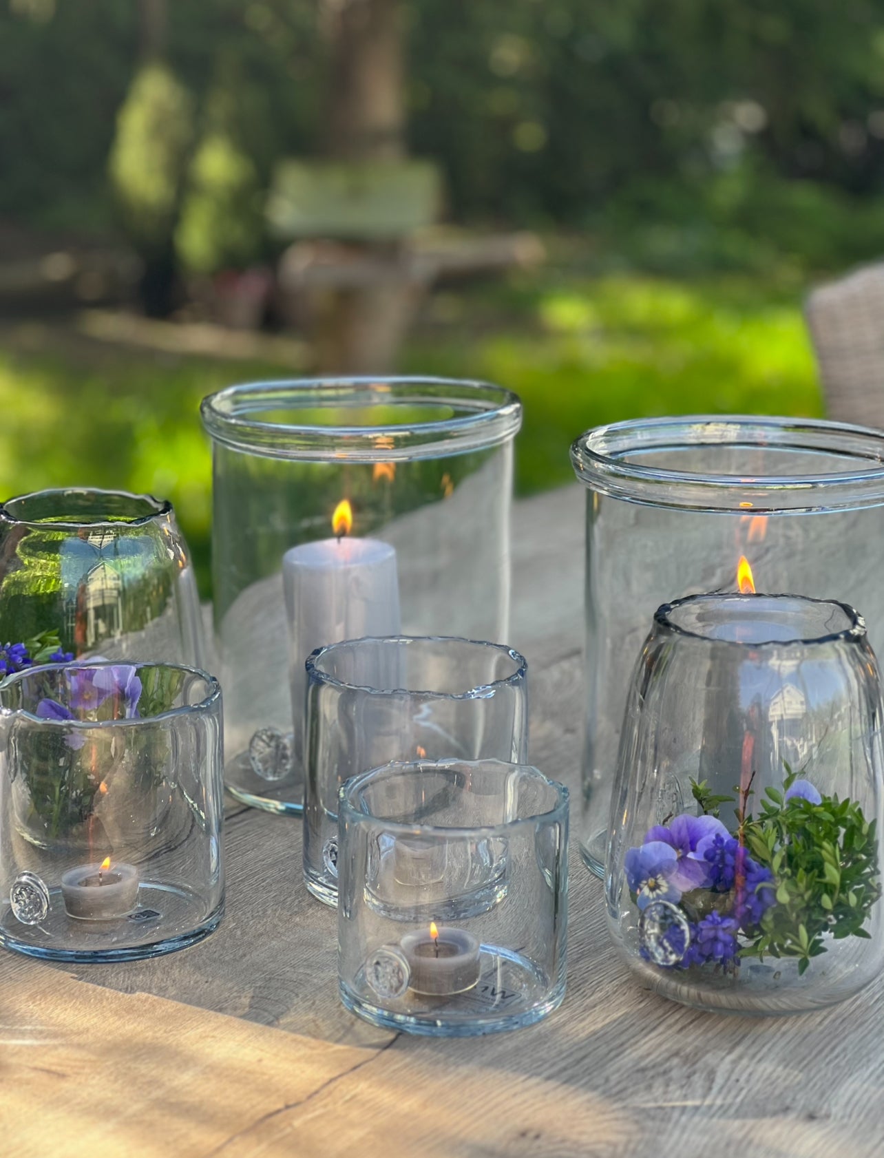 Windlicht gerades Design mit Glasemblem