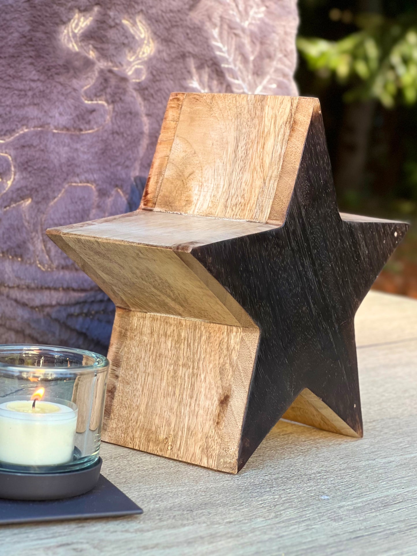 Stern aus Holz 1 Seite lackiert