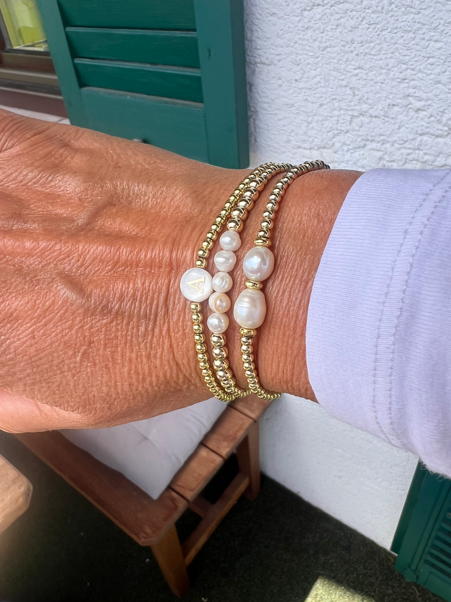 Armband filigran mit goldenen Perlen