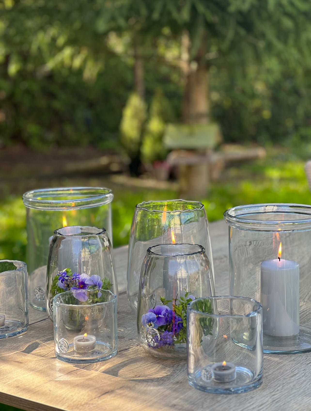Windlicht gerades Design mit Glasemblem
