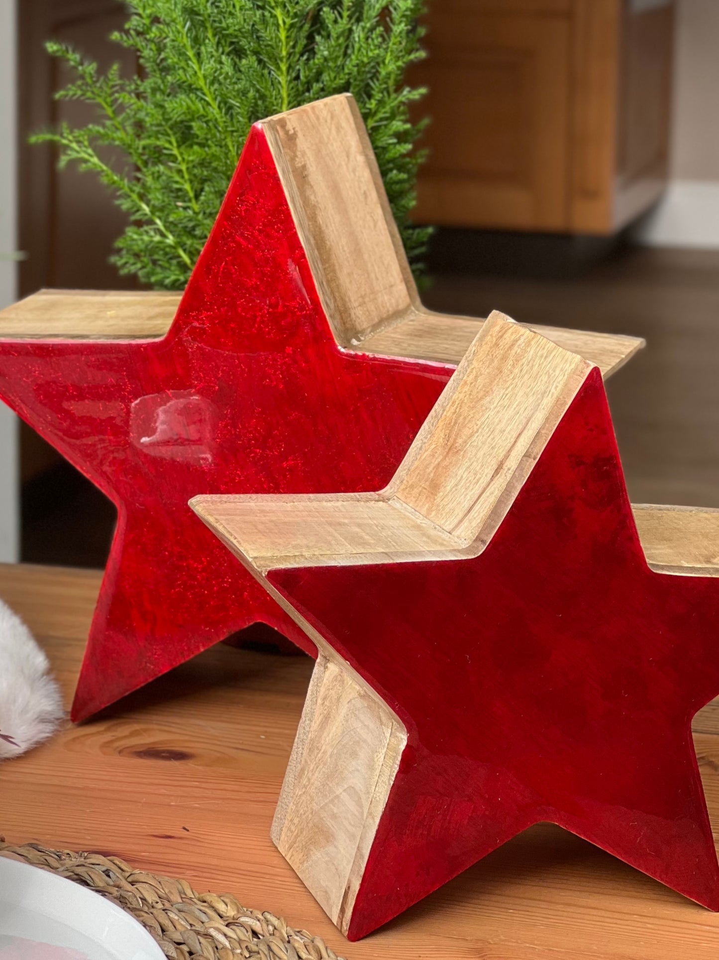 Stern aus Holz 1 Seite lackiert