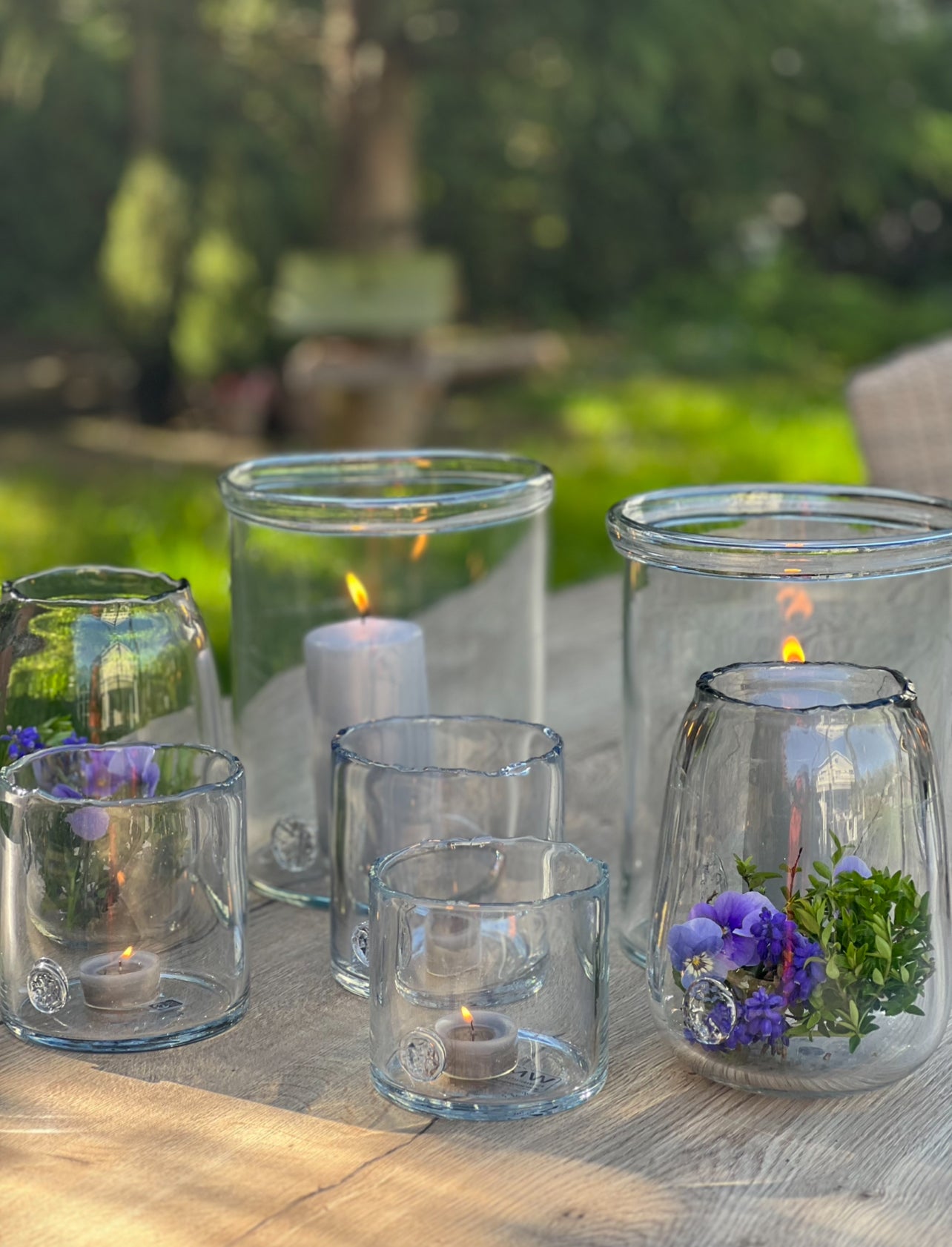 Windlicht gerades Design mit Glasemblem