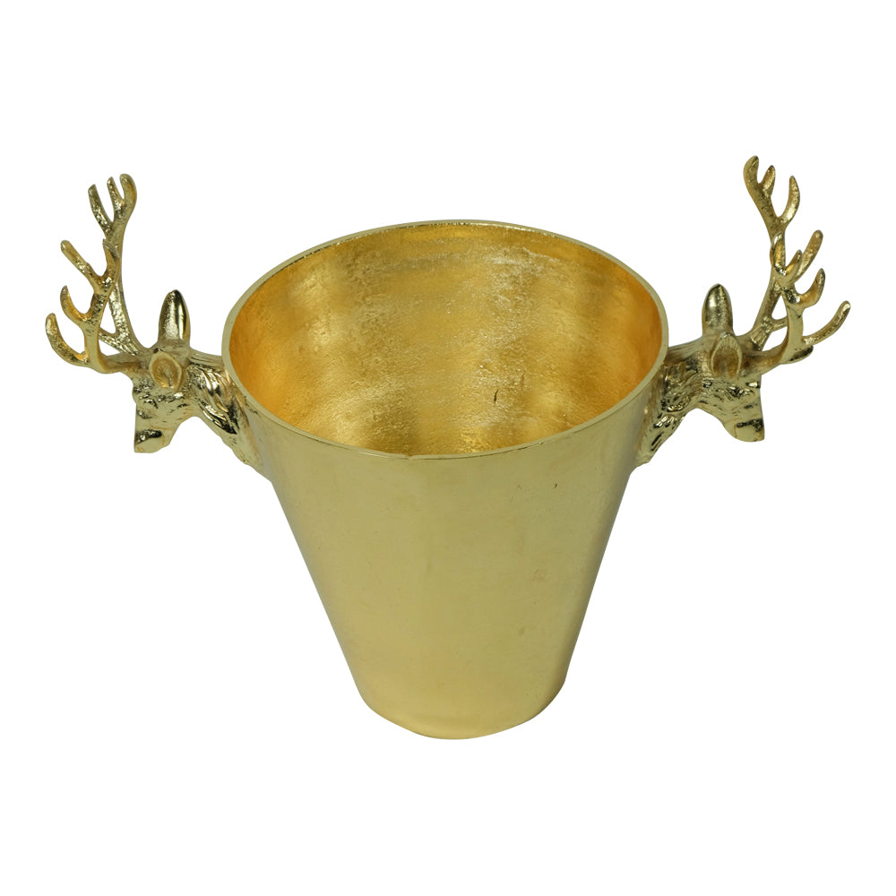 Goldener Sektkühler mit Hirschköpfen