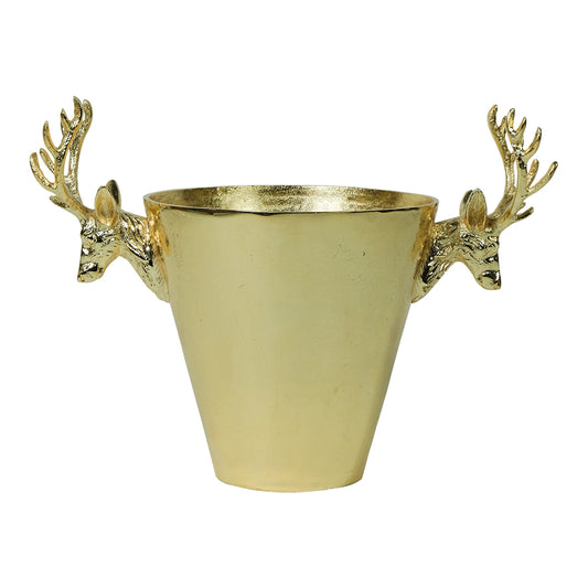 Goldener Sektkühler mit Hirschköpfen