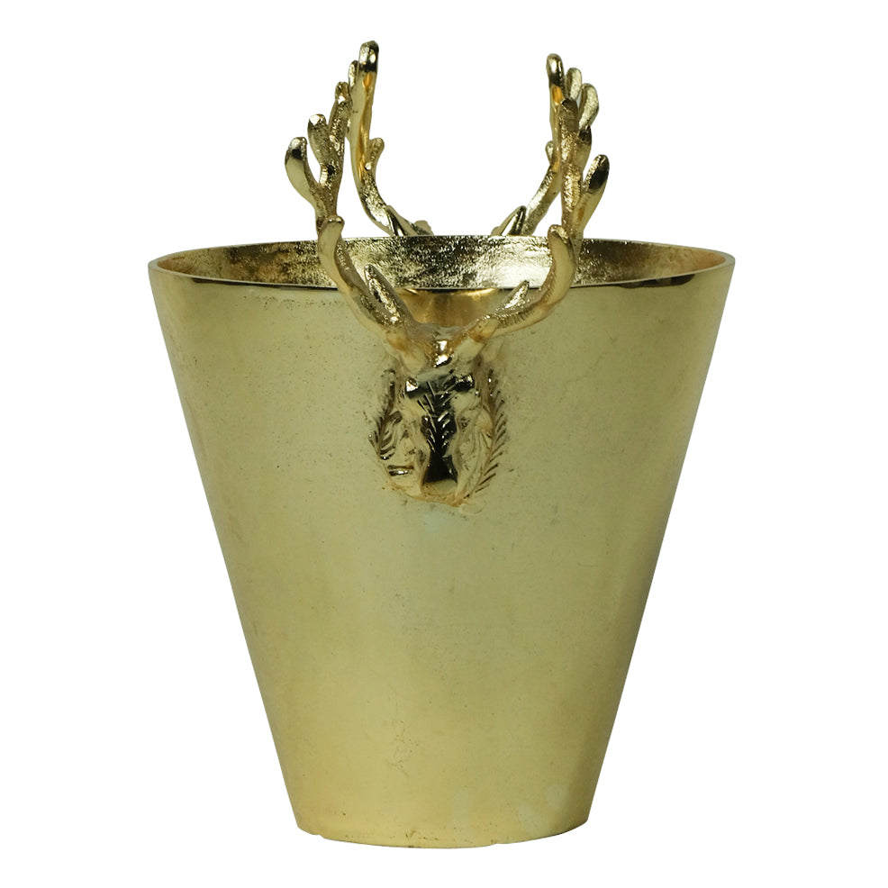 Goldener Sektkühler mit Hirschköpfen